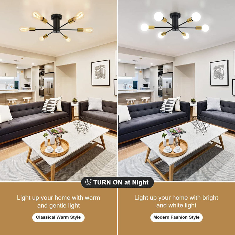 Wrought Studio Annasofia Dimmable Modern Linear Chandelier Sputnik Semi